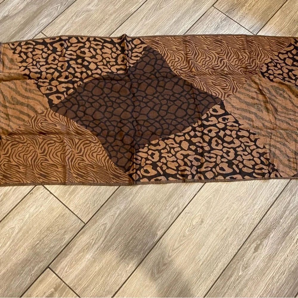 Brown Animal Print Wrap Scarf